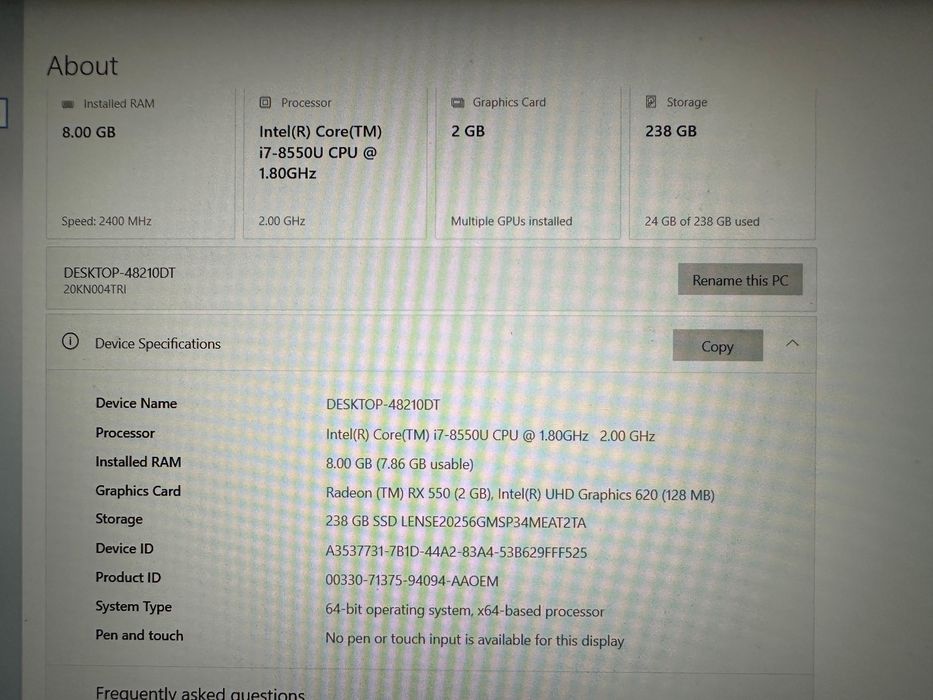 Vand Laptop Thinkpad i7