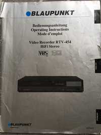 Manual colectie video blaupunkt rtv-454 vhs recorder original