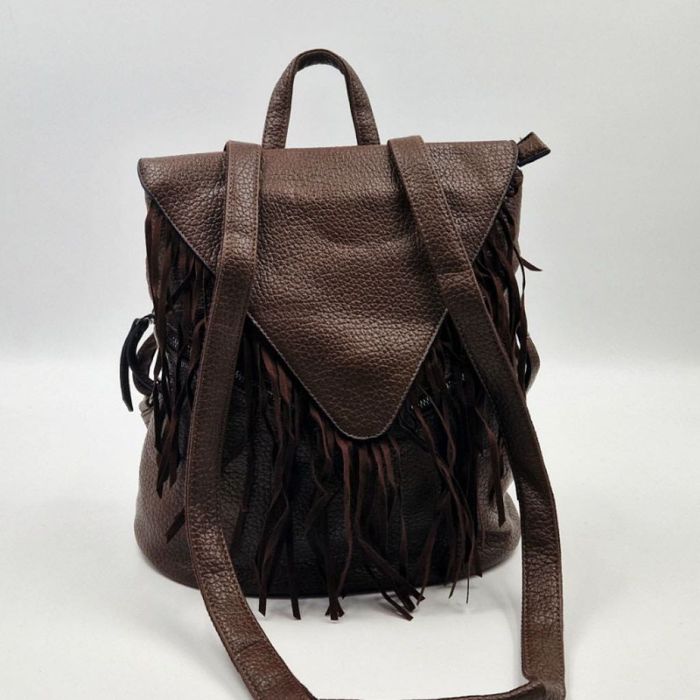 Дамска раница от еко к. с ресни – бохо стил, различни цветове - НОВИ