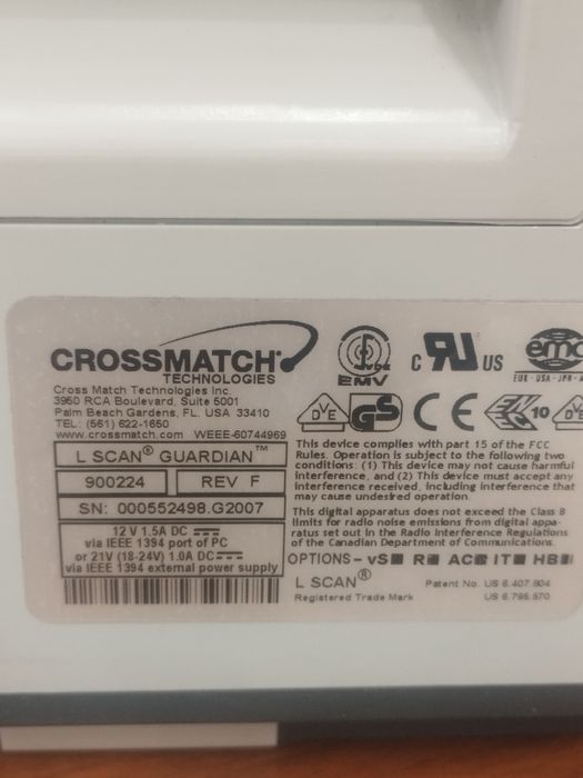 Сканер отпечатков пальцев Crossmatch L SCAN Guardian