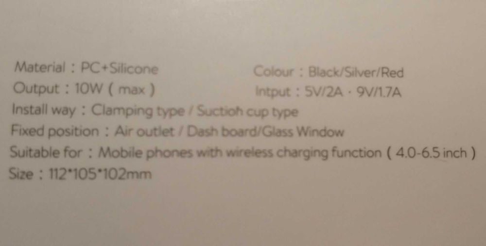 Suport telefon cu ventuza pt parbriz si incarcator wireless, Baseus