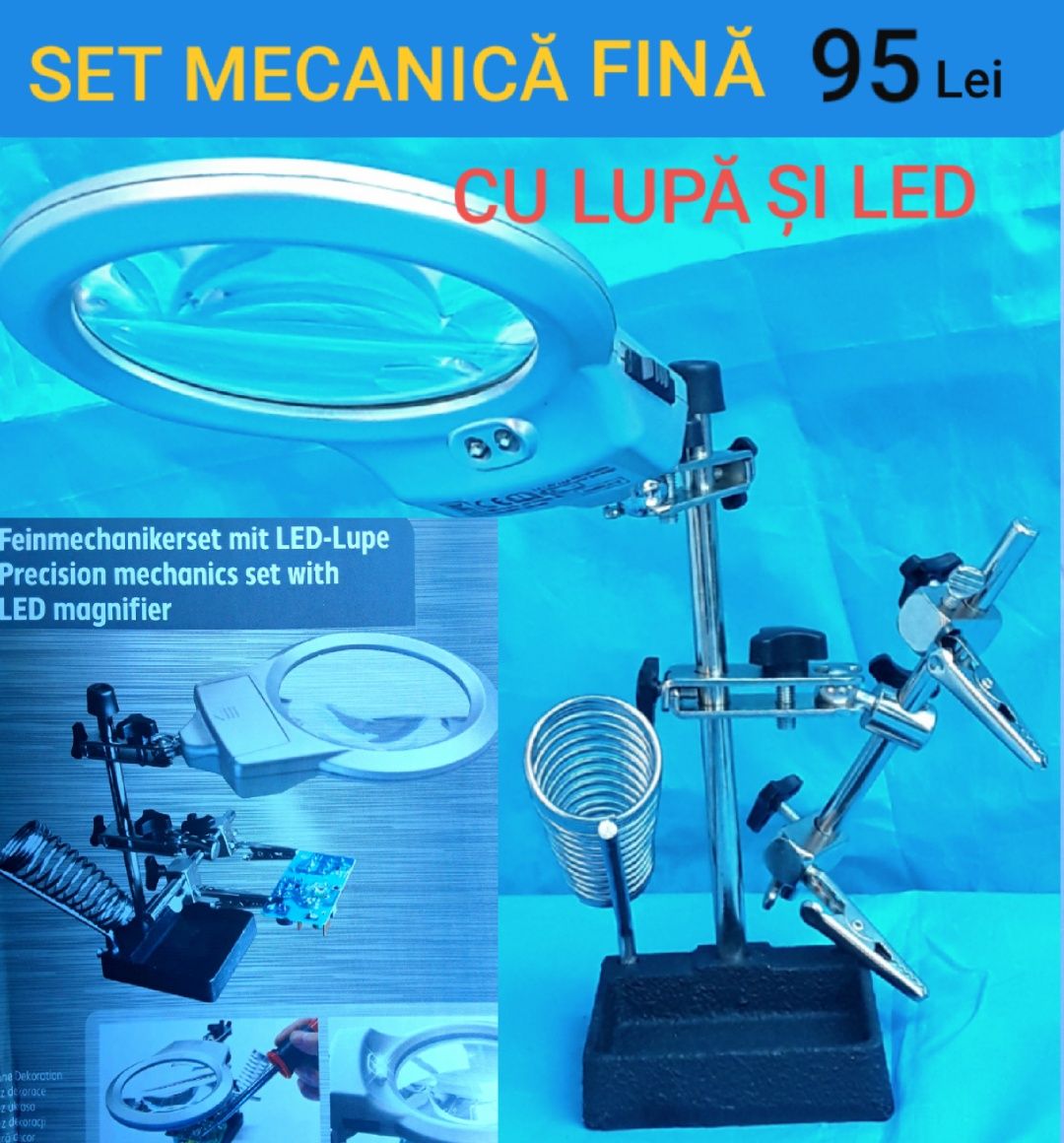 SET mecanică fină cu Lupă dotată cu lumină LED - 95 Lei