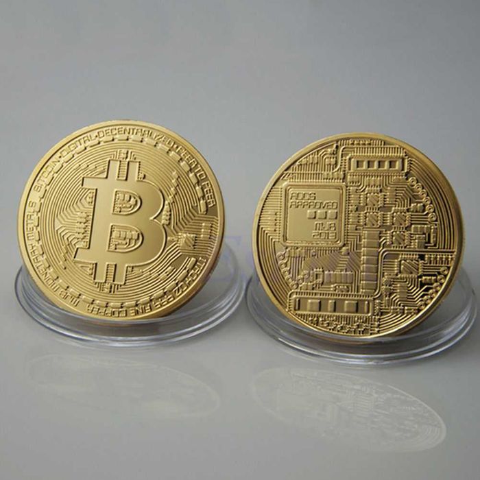 Moneda de colectie Bitcoin, aurie