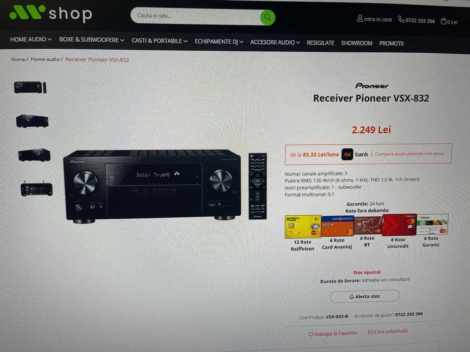 Pioneer VSX-832 internet radio,Spotify,Bluetooth,USB