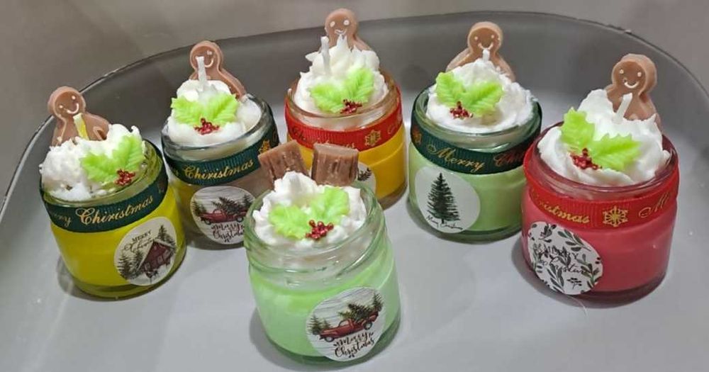 Коледни свещички от соев и палмов восък