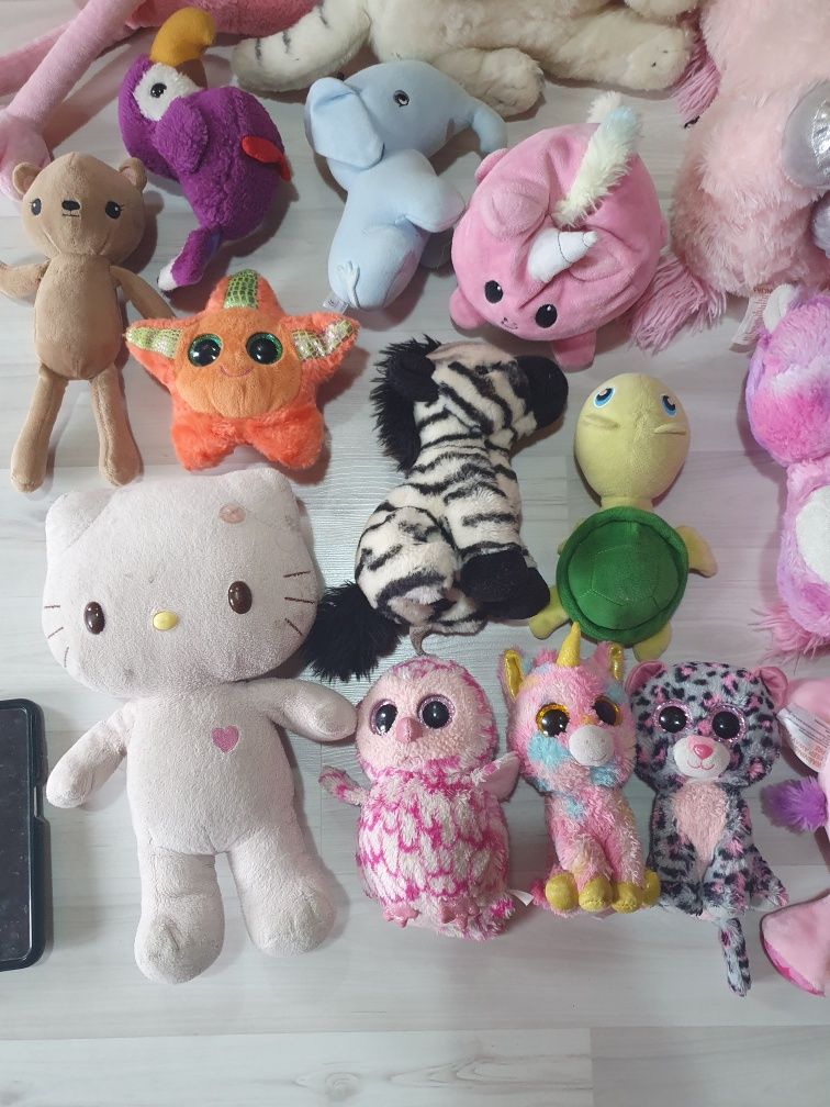 Lot jucării de pluș fetițe, unicorn,hello kitty, jucarie cu luminite