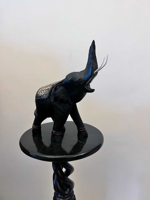 Set 2 bibelouri statuete elefant din lemn mari bibelou ieftin