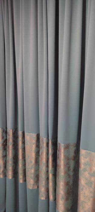 Завеси от качествен блекаут цвят туркоаз декориран с жакард