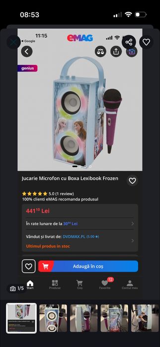 Boxa copii cu lumini si microfon