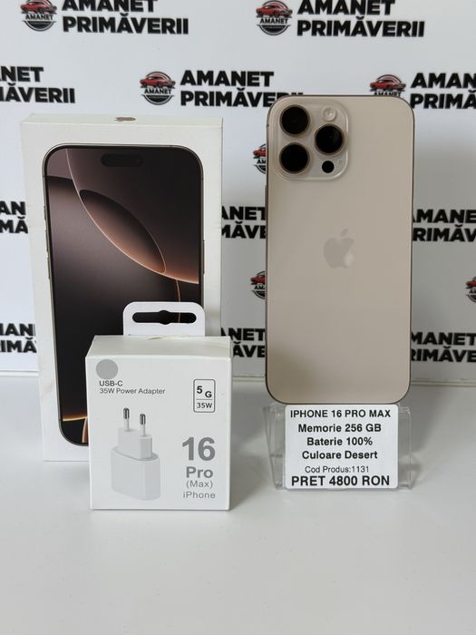 Iphone 16 PRO MAX 256 GB Desert Titanium 100% Baterie