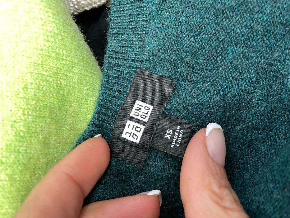 UNIQLO размер XS / S дамски кашмирен пуловер 100% КАШМИР зелен