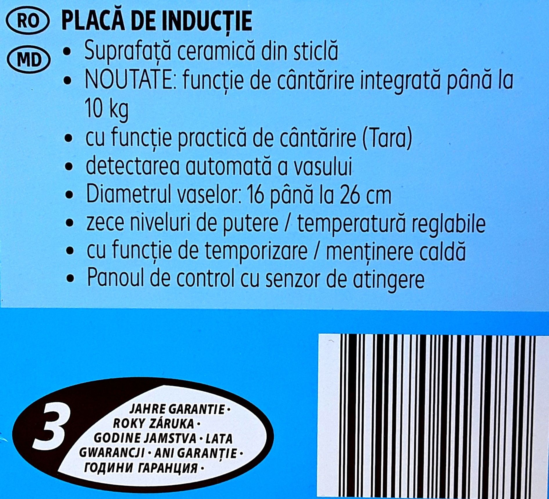 Plita de inducție cu suprafață din sticlă cu funcție de cântărire NOUĂ