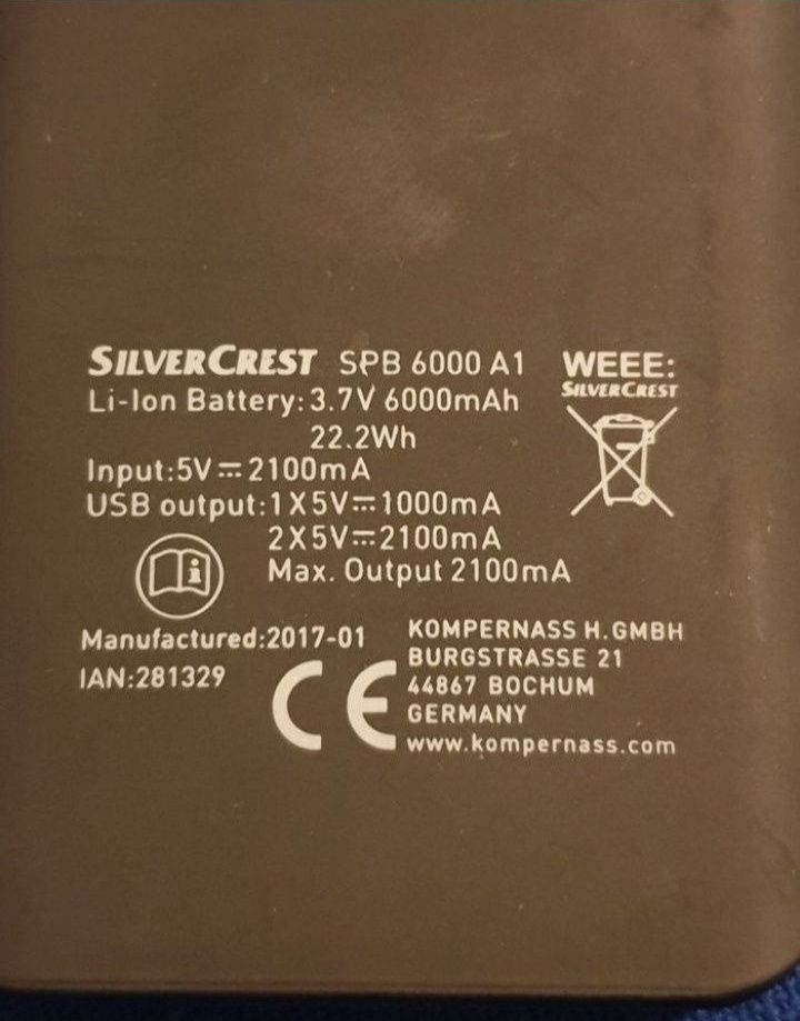 Baterie externă Silver Crest, 6000 mAh