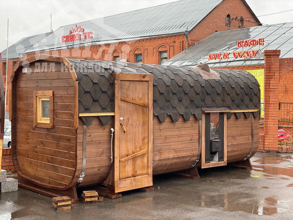 Баня-бочка, мобильная баня, квадро баня, баня на колесах, купель