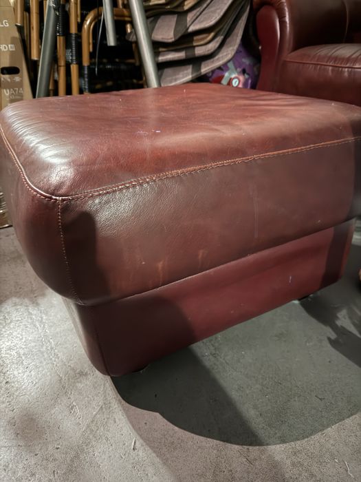 Canapea piele 3 locuri+ fotoliu piele + taburet piele