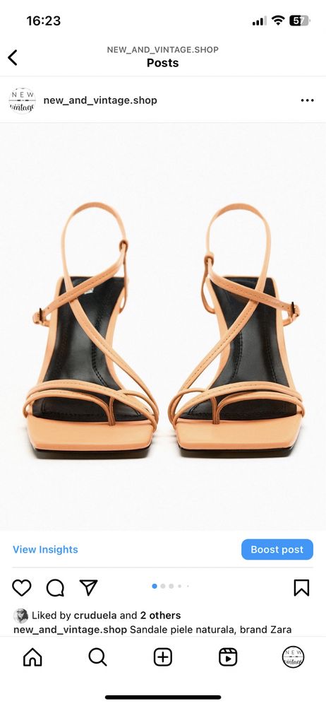 Sandale piele naturala zara marime 37 38 toc elegante
