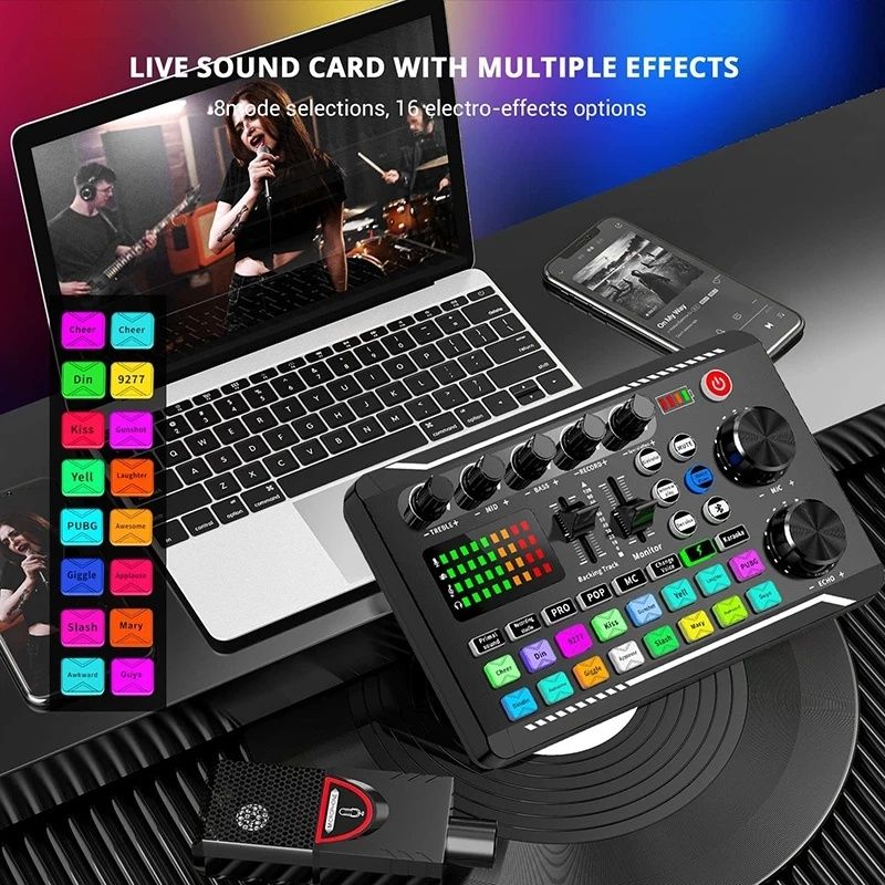 Audio Mixer Bluetooth 5.0 cu efecte de sunet , Podcast Live Studio