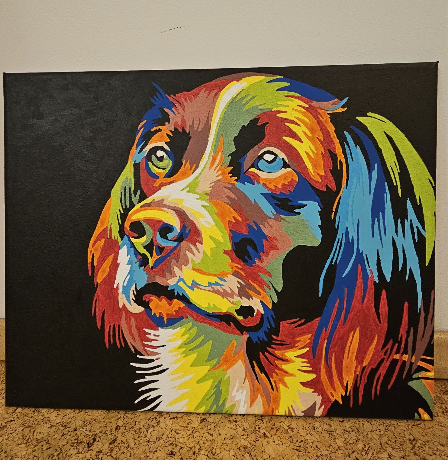 Pictura pe numere - câinele multicolor
