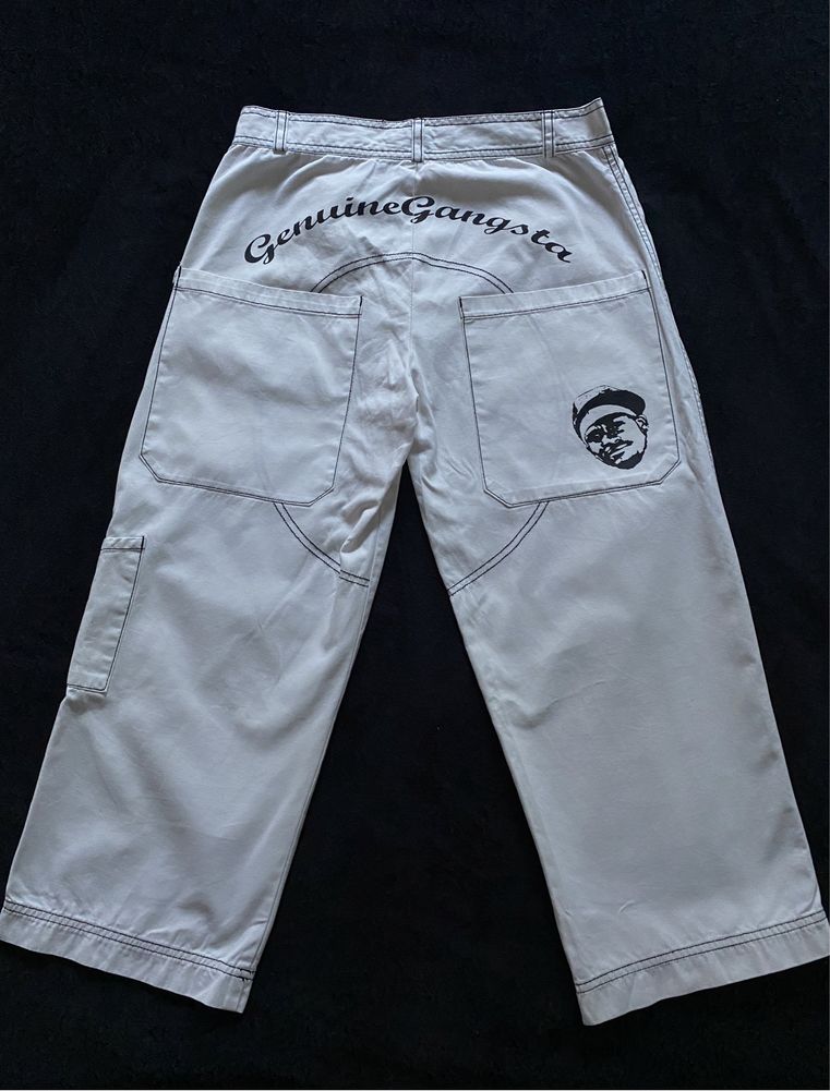 Pantaloni albi print hip hop 90’s rap cargo