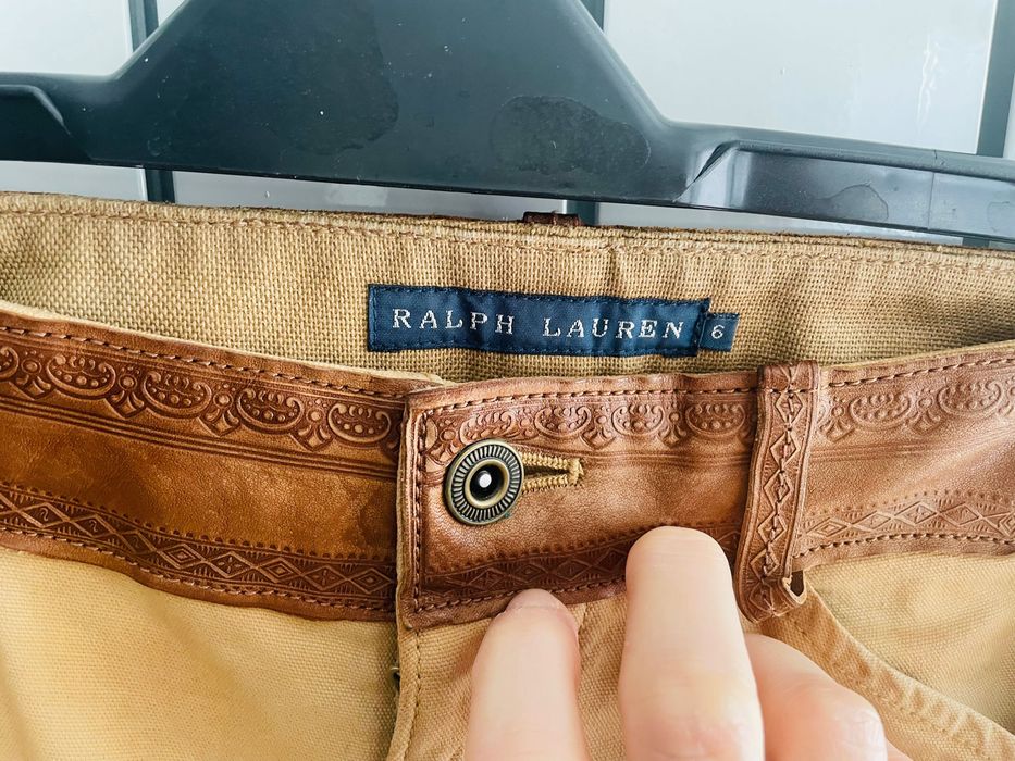 Pantaloni cu inserții piele naturala Ralph Lauren