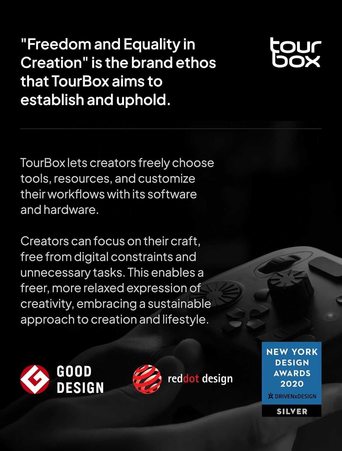 TourBox Elite - Bluetooth контролер за редактиране на видео и снимки
