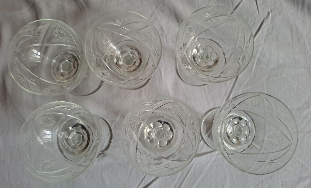 Set 6 pahare sticla transparenta model floral