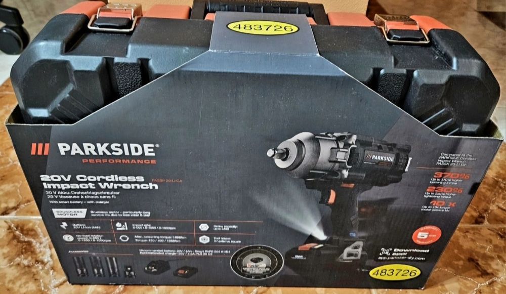 5г ГАРАНЦИЯ Ударен гайковерт Parkside Performance C4 ПЪЛЕН КОМПЛЕКТ