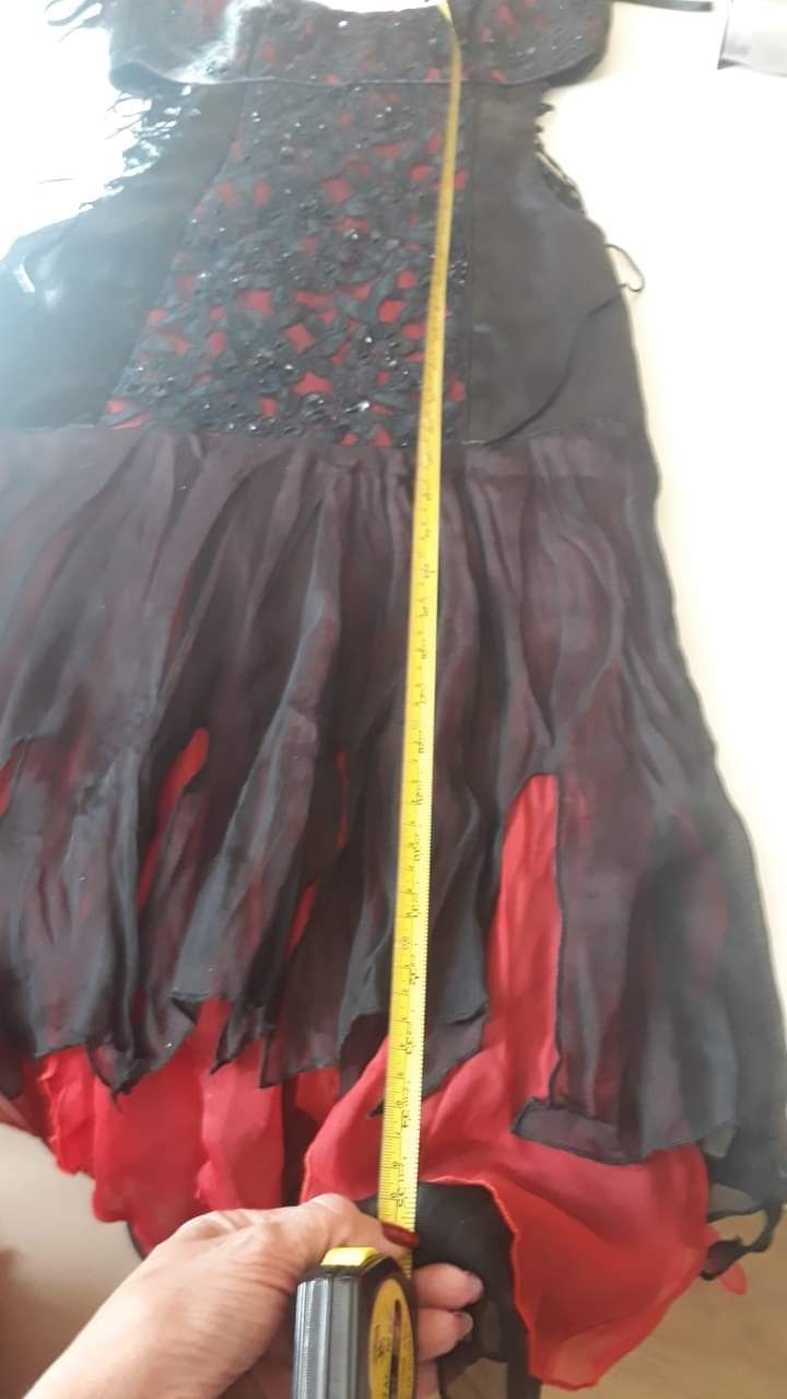 Официална черна червена  рокля