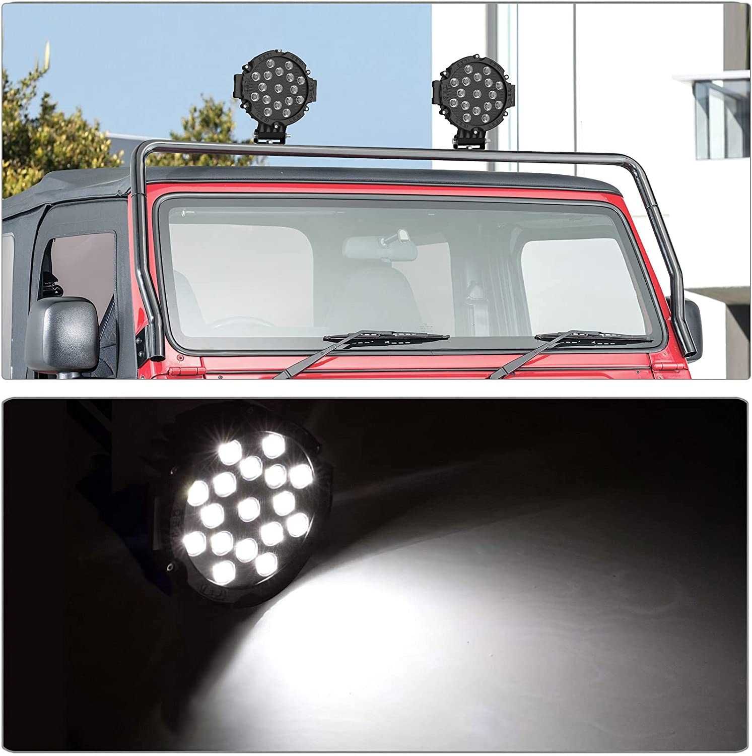 Proiector auto offroad cu led 51w 5100 lumeni culoare rama negru