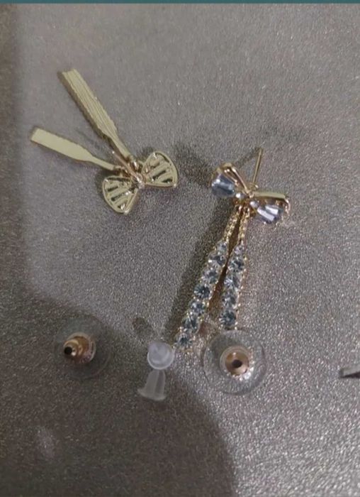 Cercei cu pietricele placati cu aur 24K