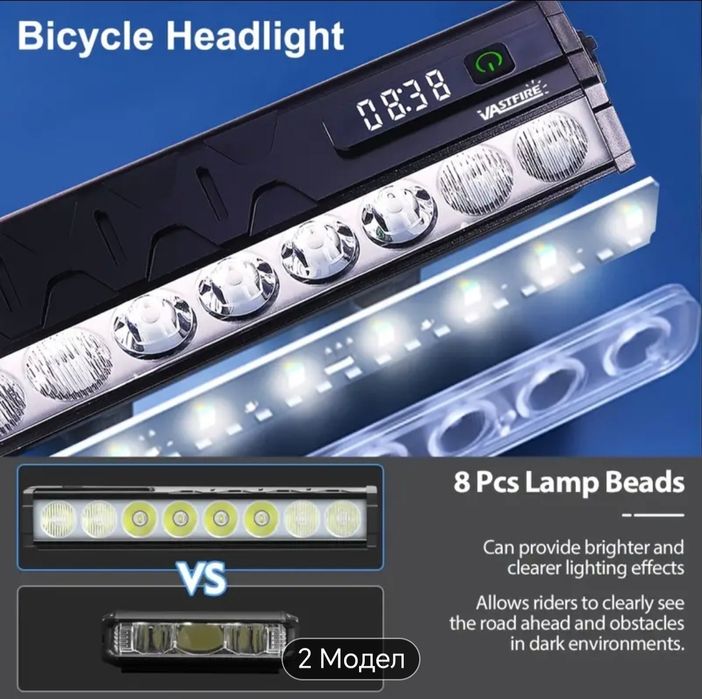 Led bar Vastfire акумулаторен фар за велосипед