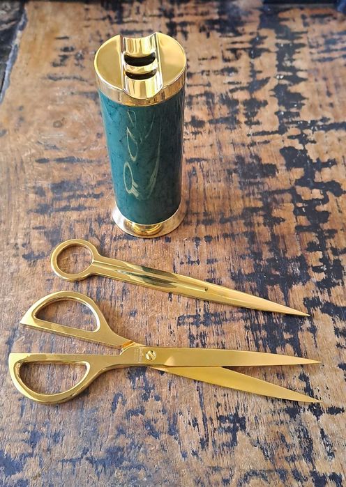 нож и ножица комплект Лерхе Lerche Солинген Solingen лак и 24 злато