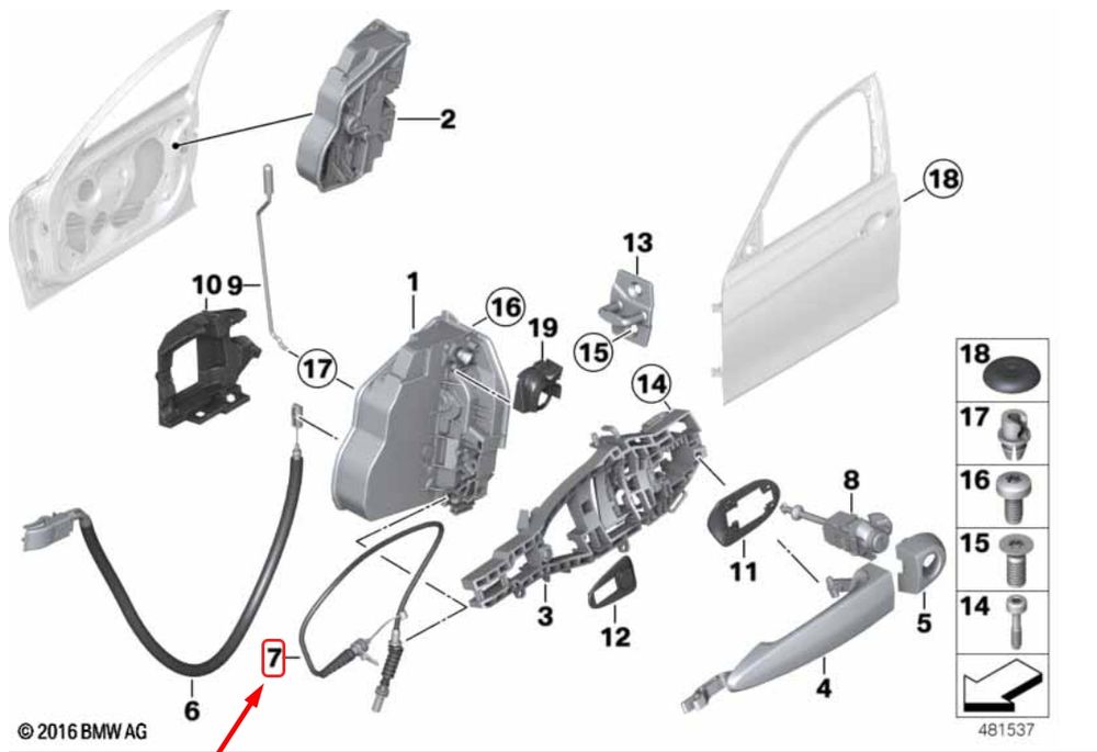 Жило За Външно Отваряне На Предна Врата, Bmw, 3 F30 F31,