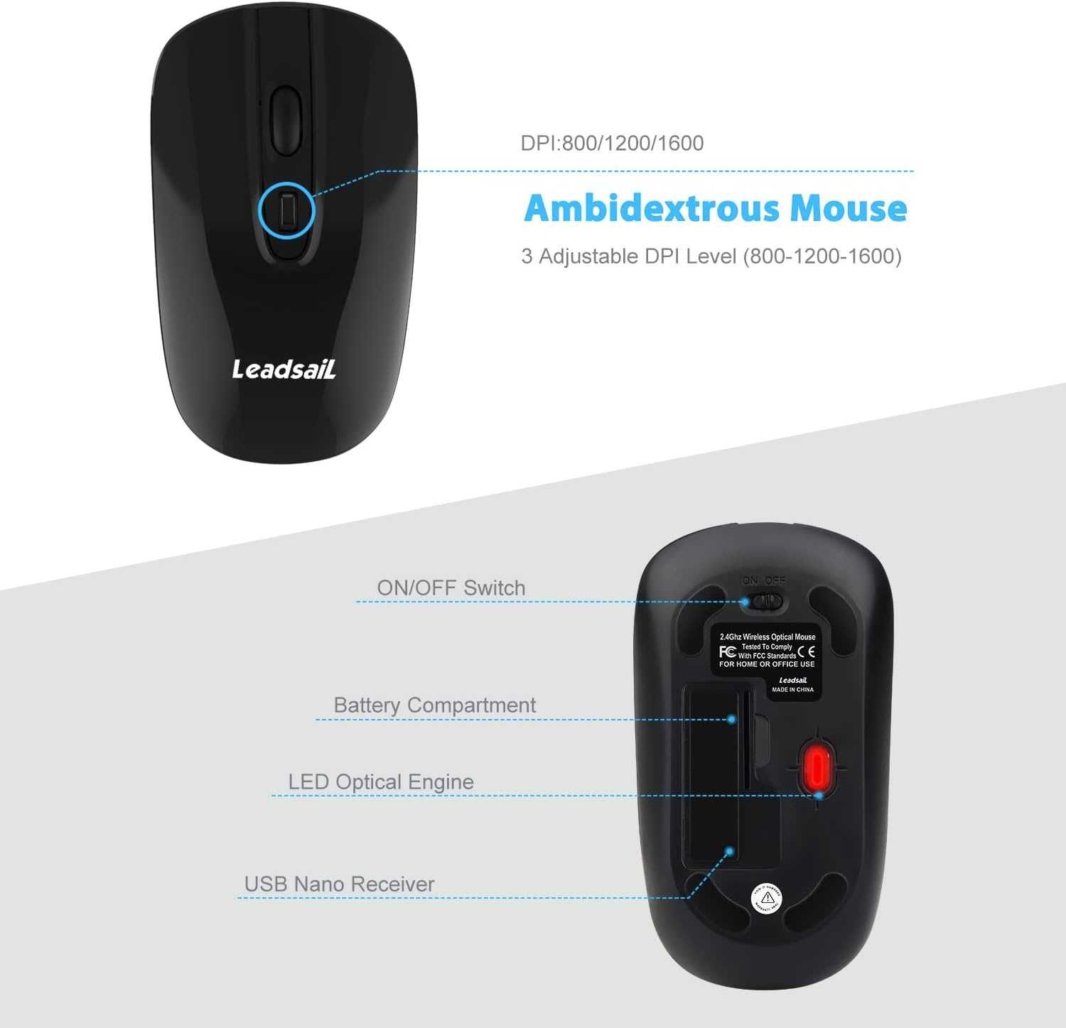 LeadsaiL KF-10+LX001 Комплект от безжична USB клавиатура и мишка