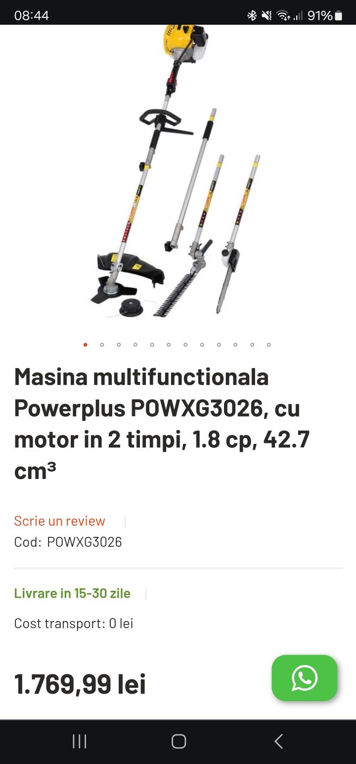 Motocoasa 4 în 1 PowerPlus Multigarden