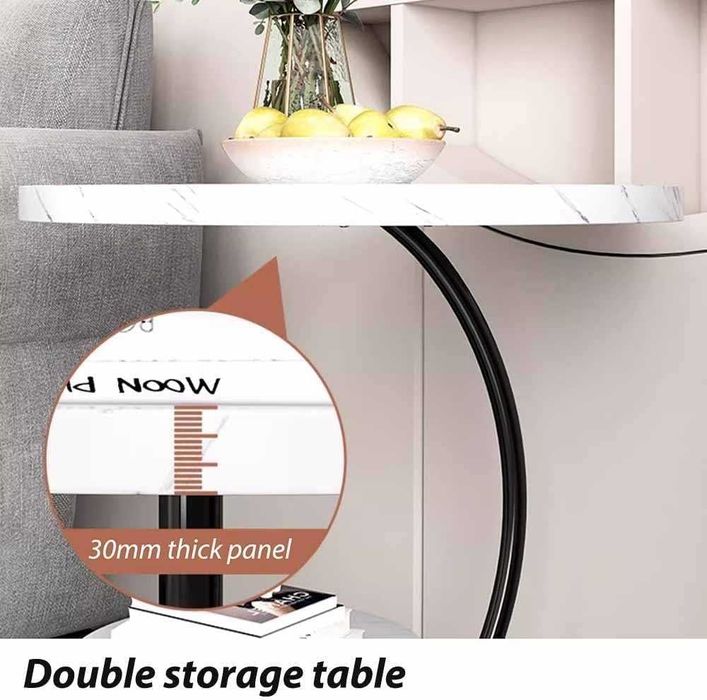 Masuta moderna cu blat tip marmura si raft inferior, cadru metalic