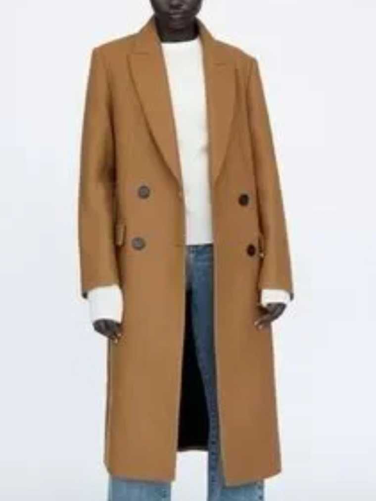 Дълго палто Zara, размер XS, 75% вълна
