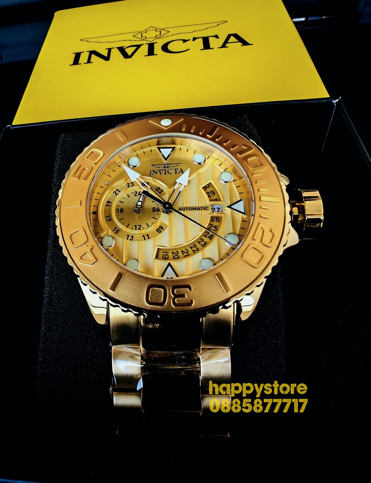 часовник INVICTA Grand Diver Gold automatic 52 mm, Инвикта нов