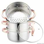 Set de 4 piese, oala pentru fiert cu abur, inox, diametru 18 cm,