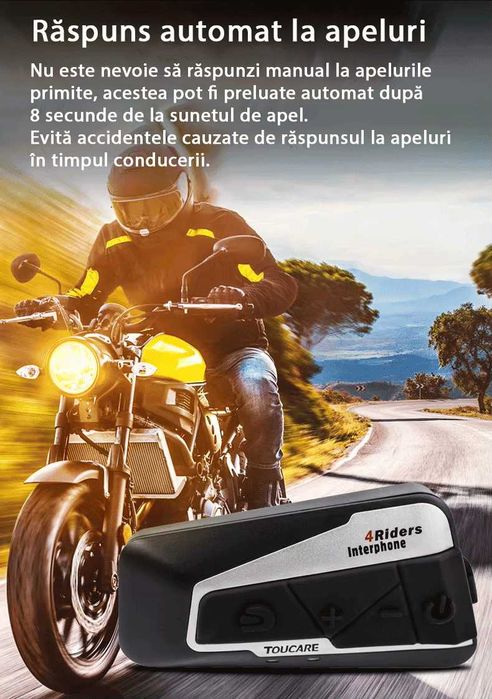 Sistem de comunicare moto intercom 8 rideri combatibil cu SENA,CARDO