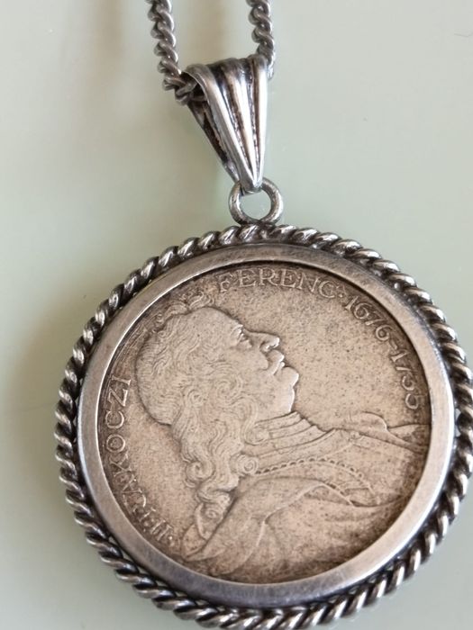 Moneda Veche Medalion + Lanț Argint