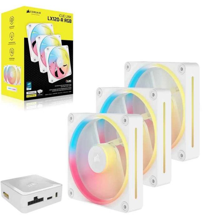 Ventilatoare CORSAIR iCUE LINK LX120-R RGB White, triple pack