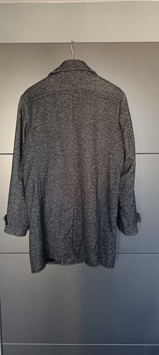 Мъжко вълнено палто Zara размер XL(умалено L)с цип в сив цвят