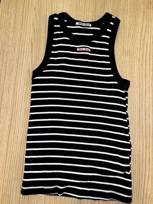 миумиу миу черен топ потник потниче рае черно бяло miumiu miu тениска