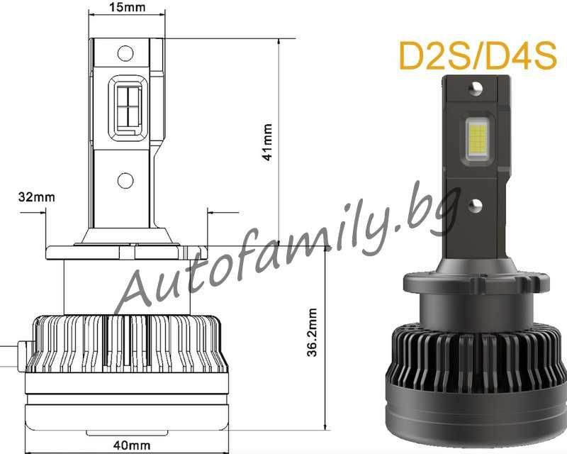 Ново! LED D1S D3S D4S D2S D5S 70W +380% Plug&Play Canbus Без грешки