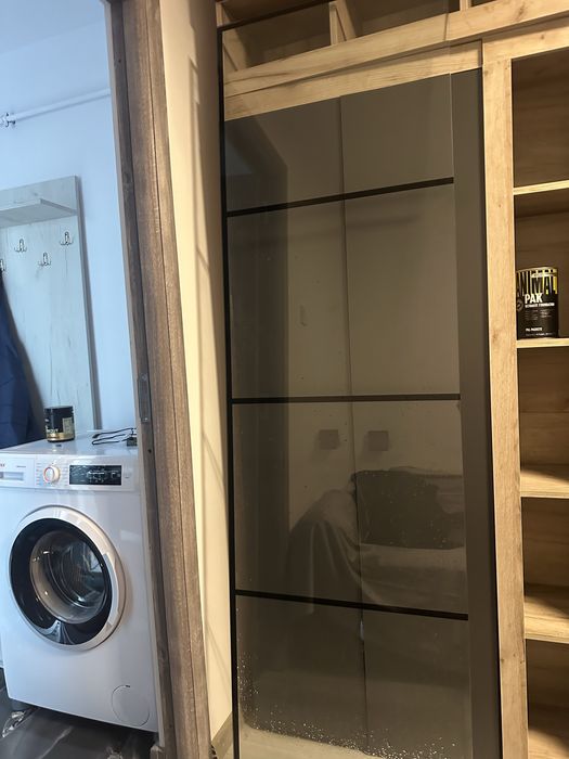 Walk in perete duş  200×60 cm – profil negru – URGENT