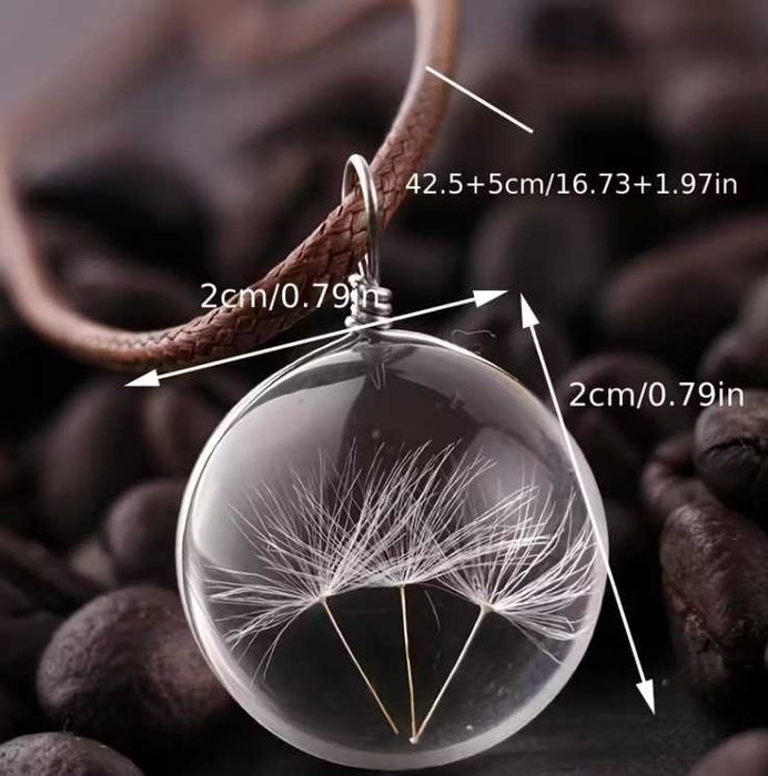 Минималистично колие с истинско глухарче с  от 1 до 3 броя глухарчета