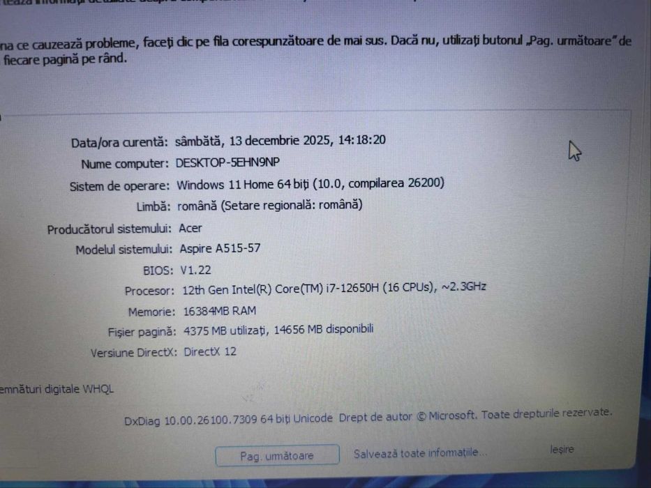 Okazie Acer Aspire cu i7 si 16Gb Ram (Laptop Nou la cutie cu Garantie)