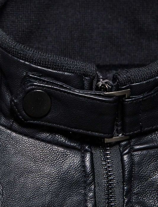 Черно кожено мъжко яке