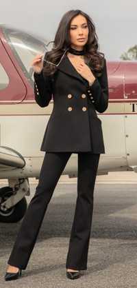 Дамско черно вталено сако Christine Fashion блейзер панталон дънки яке